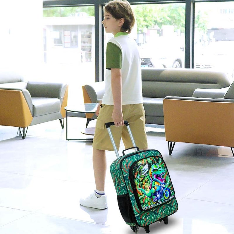 UFNDC Kids Luggage for Boys, Dinosuar Rolling Suicase with Wheels，Travel Carry on for Children Toddler Elementary - Image 2
